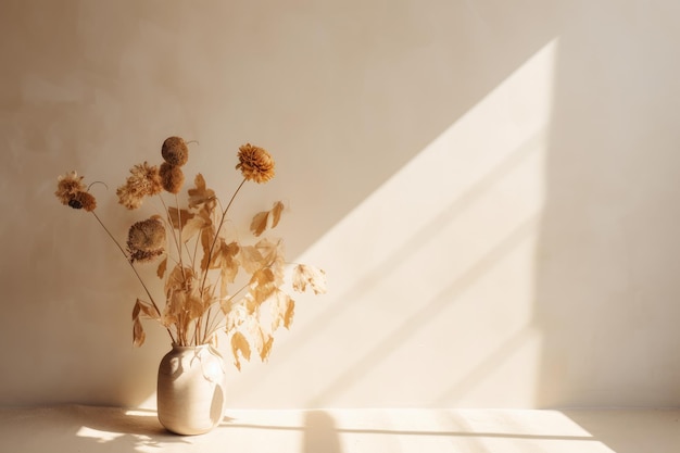 Girasoles en un jarrón sobre una mesa blanca