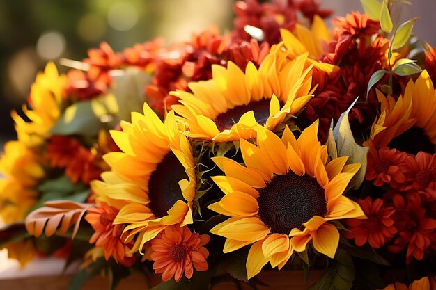 Foto girasoles con un ramo de globos