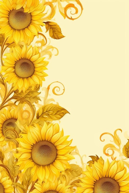 girasoles sobre un fondo amarillo.