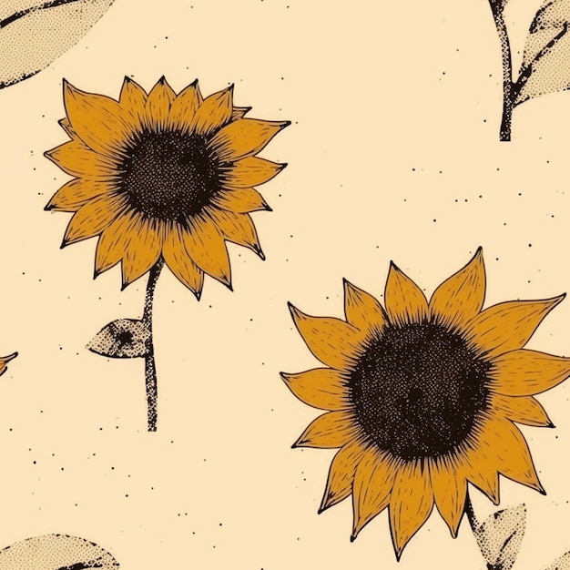 girasoles sobre un fondo amarillo.