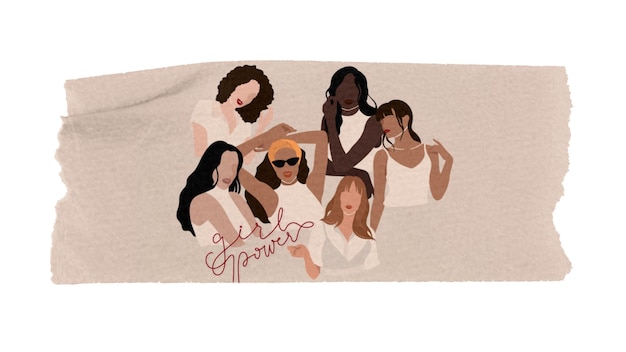 Girl power png adesivo washi fita fundo transparente
