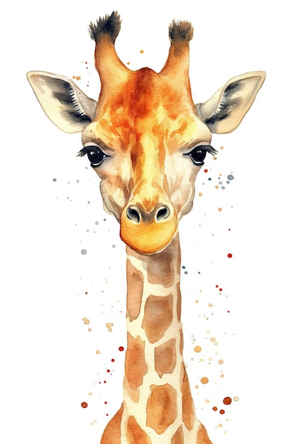 Girrafe bochecha aquarela clipart bonito isolado no fundo branco com Generative AI