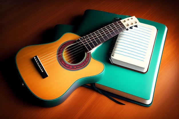 Gitarre mit Notizbuch 1