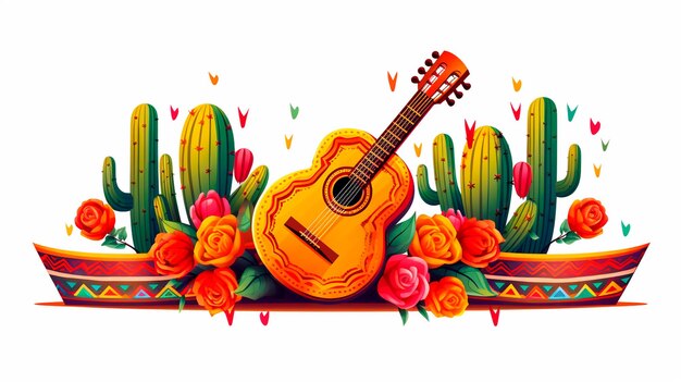 Gitarre und Blumen auf der Bühne