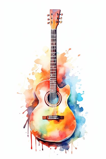 Gitarren-Clip-Art-Gitarren-Wasserfarbe