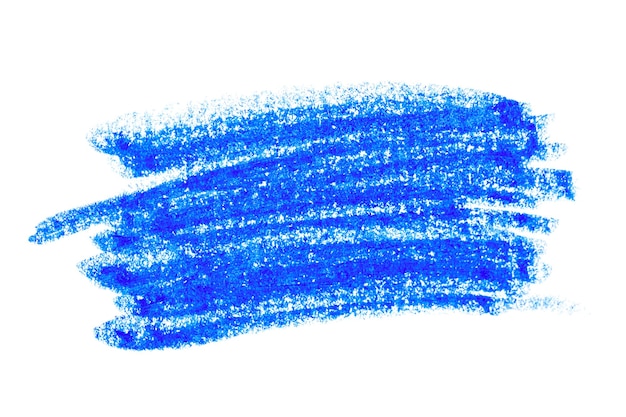Foto giz pastel de óleo azul colorido pintou traços ou manchas isoladas no fundo branco.