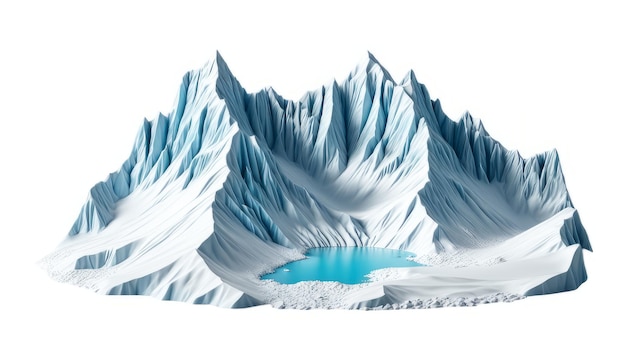 Glaciar en un fondo blanco aislado