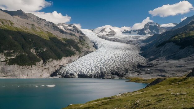 Foto glaciar del ródano en los alpes suizos en verano