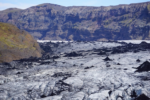 Glaciar Solheimajokull en Islandia en verano