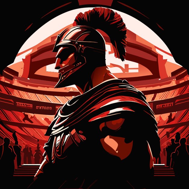 Foto gladiador en la arena ilustración vectorial