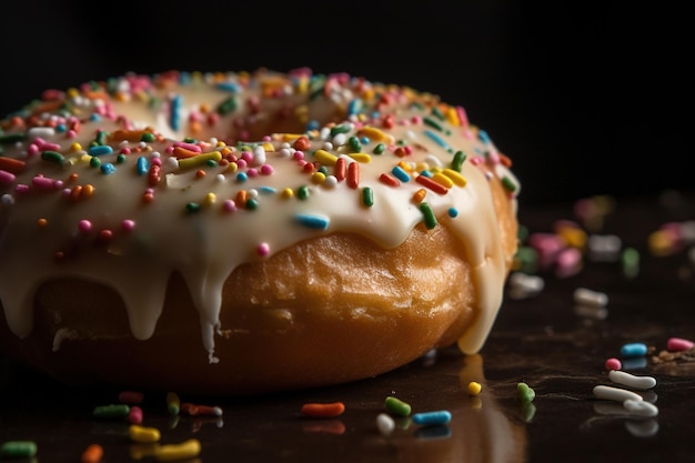 Glänzende Donuts, bestreut mit bunten Ceres zum Streuen