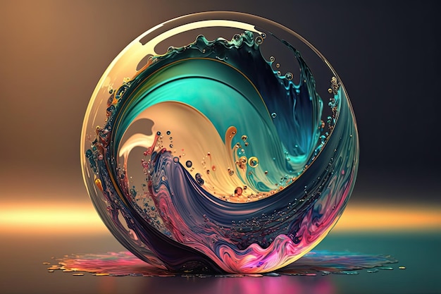 Glänzende Form der vollen abstrakten Kreiswelle mit flüssigen Farben