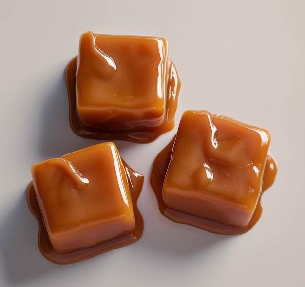 Foto glänzende karamell-süßigkeiten auf glatter oberfläche