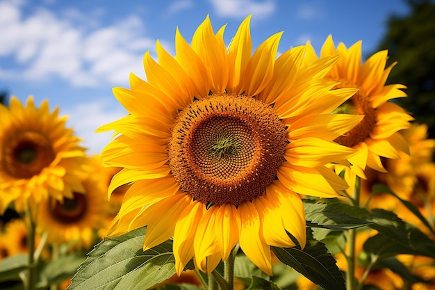 Glänzende Sonnenblumen im Garten glänzen