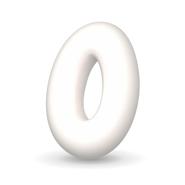 Glänzende weiße Ballonnummer Zero Nil 3D-realistisches Designelement zum Jubiläum