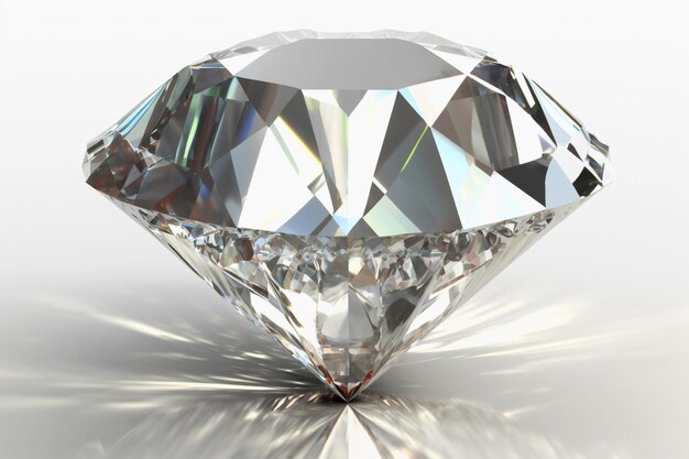 Glänzender Diamant isoliert auf schwarzem Hintergrund und dunkle Reflexion 3D-Rendering