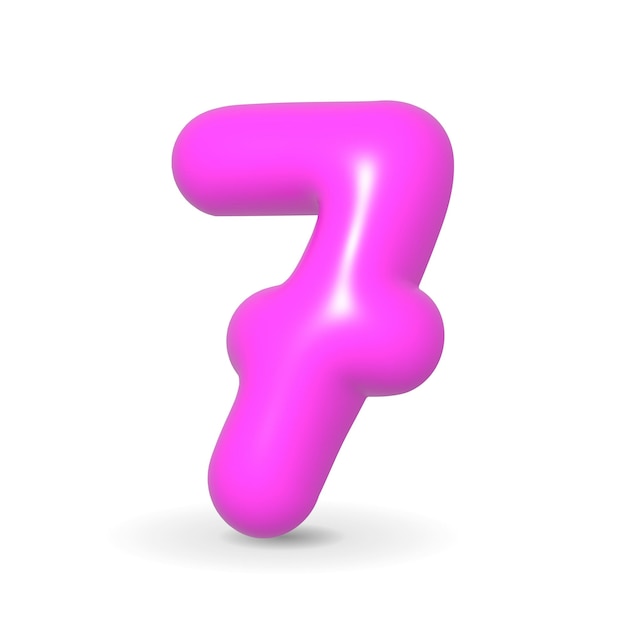 Glänzender Fuchsia-Ballon Nummer Sieben 3D-realistisches Designelement für Party