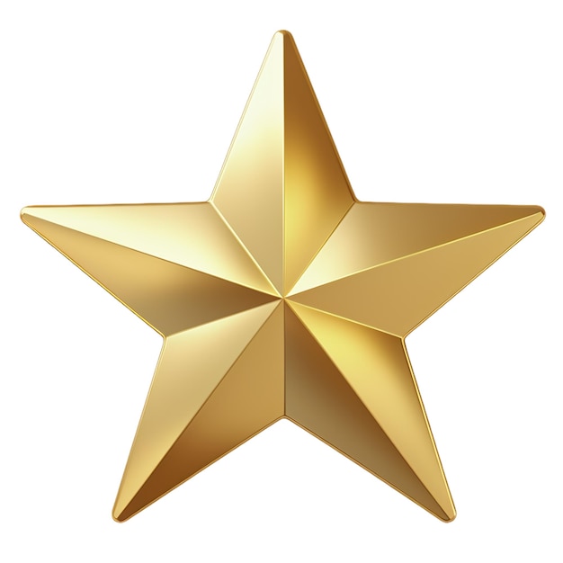 Glänzender fünfzackiger goldener Stern isoliert auf weißem Hintergrund