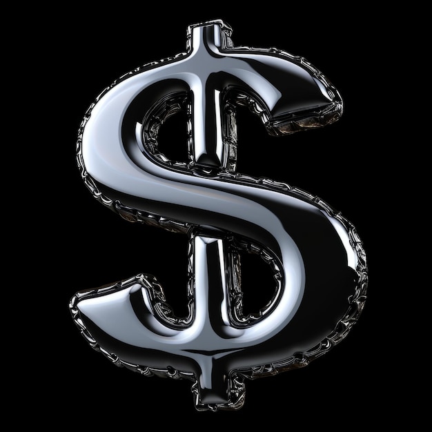 Glänzendes Dollarzeichen aus Leder auf schwarzem Hintergrund