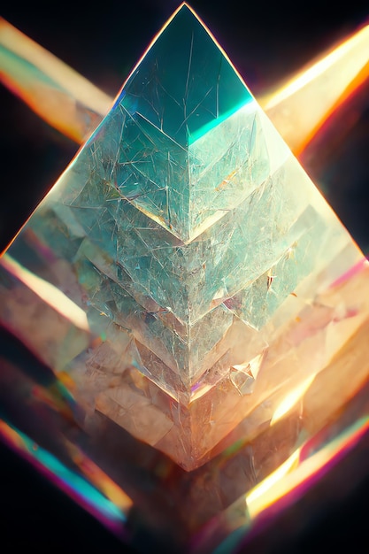 Glänzendes transparentes Kristallglas, das Licht pastellfarbenen Hintergrund digitale Illustration bricht