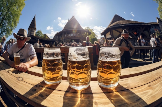 Foto gläser bier beim bierfest
