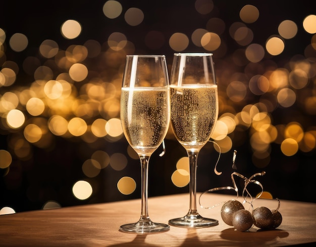 Gläser Champagner auf Neujahr Generative KI