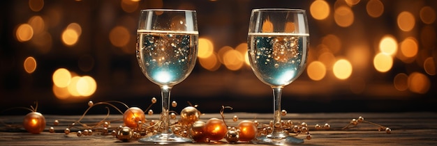 Gläser Champagner mit Feuerwerk