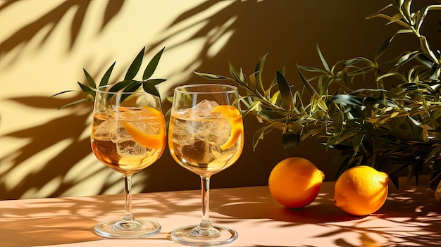 Gläser Limonade auf dem Tisch Sommerurlaub am Meer und Reisekonzept erstellt von AI