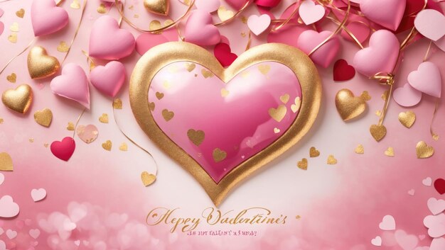 Glamouröse Valentinszuneigung Ein atemberaubender rosa und goldener Herzhintergrund