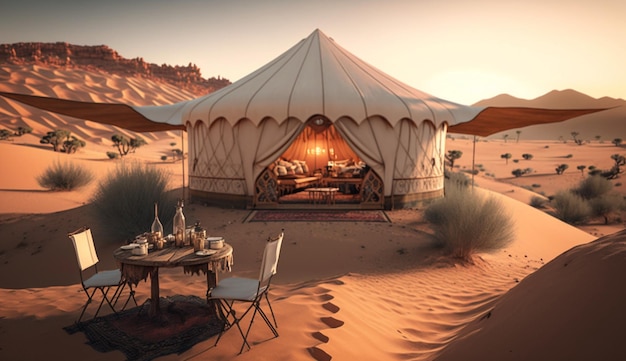 Glamping de lujo junto al desierto UHD 8k Generative Ai