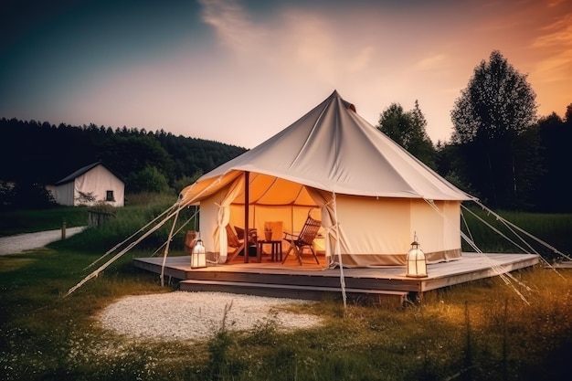 glamping na bela paisagem AI