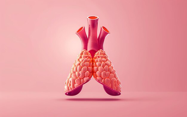 Las glándulas del cuerpo humano se centran en la glándula tiroidea Anatomía en un fondo médico simple y sencillo