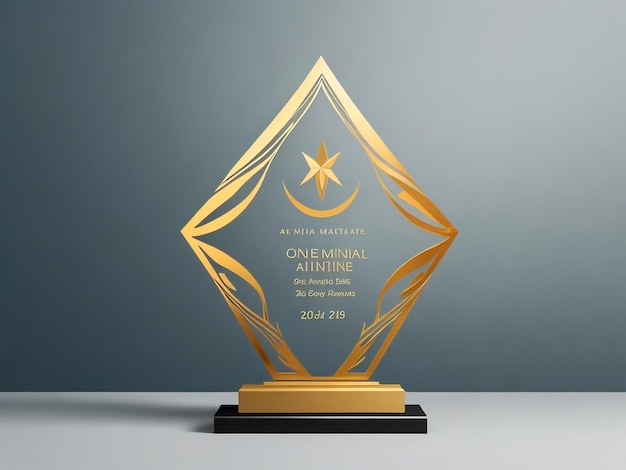 Glas-Award-Trophäe-Set Transparente Preisvorlage mit goldenem Palmzweig Gewinner erster Platz-Konzept