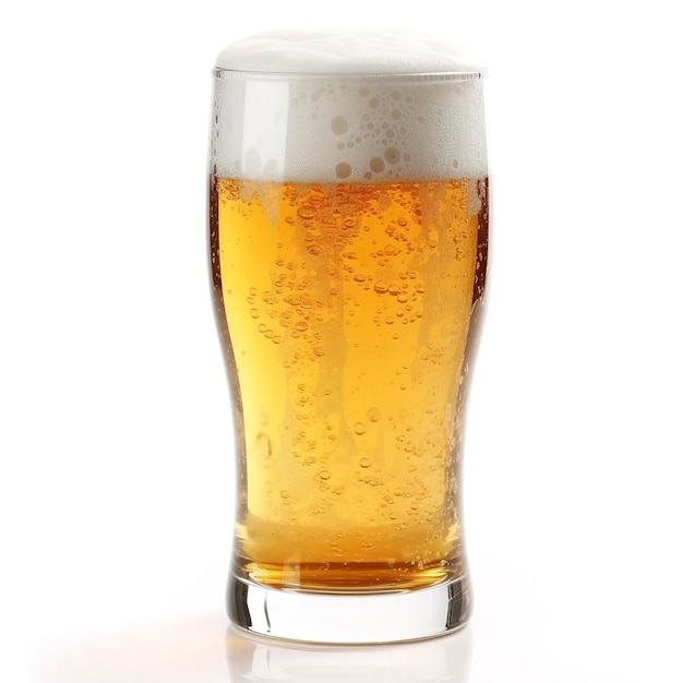 Glas Bier isoliert auf weißem Hintergrund generieren ai