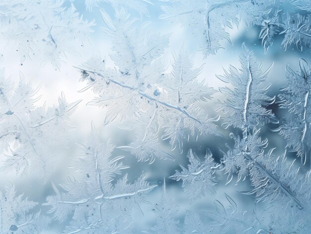 Foto glas, das als dekorativen hintergrund mit frost geschmückt ist