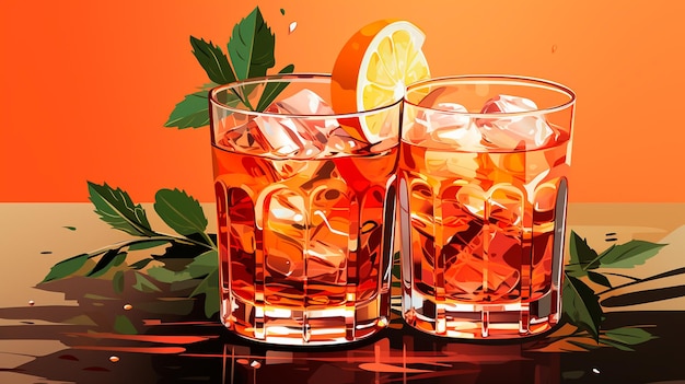 Glas Eis und Cocktail auf einem dunklen Hintergrund-Vektorbild