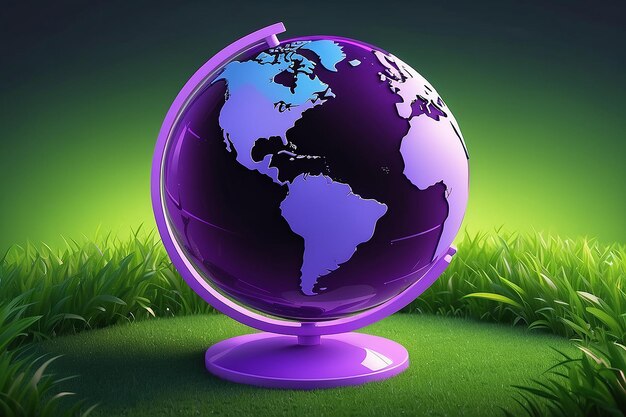 Glas-Erde-Globus auf grünem Gras-Hintergrund
