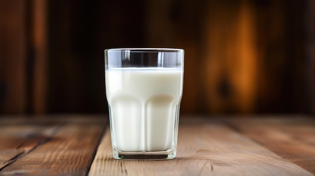 Glas Milch auf einem hölzernen Hintergrund