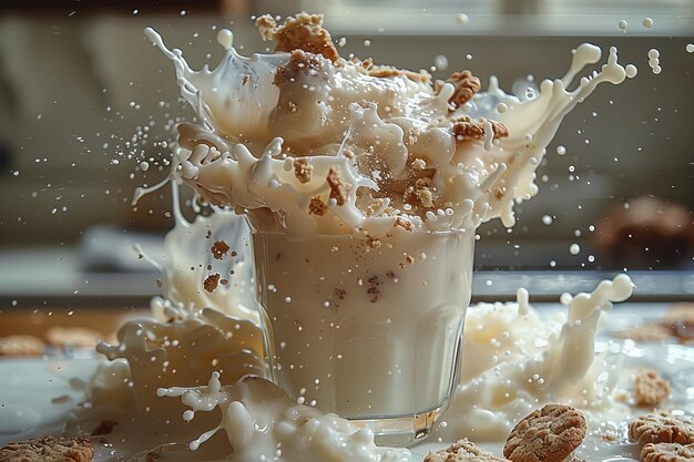 Foto glas milch und kekse auf dem tisch