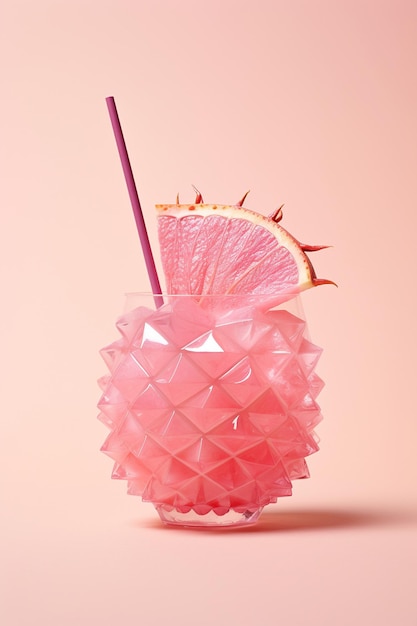 Glas mit ananas auf dem rosa hintergrund generative ai