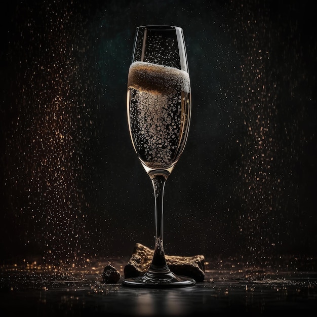 Glas mit Champagner Illustration Generative KI