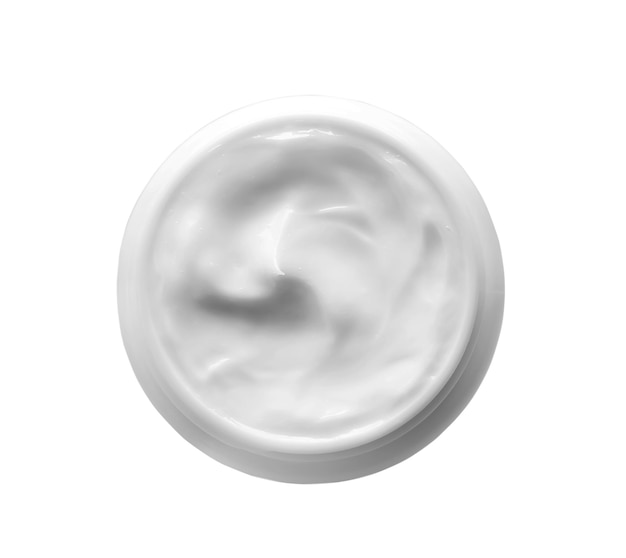 Glas mit Handcreme auf weißem Hintergrund