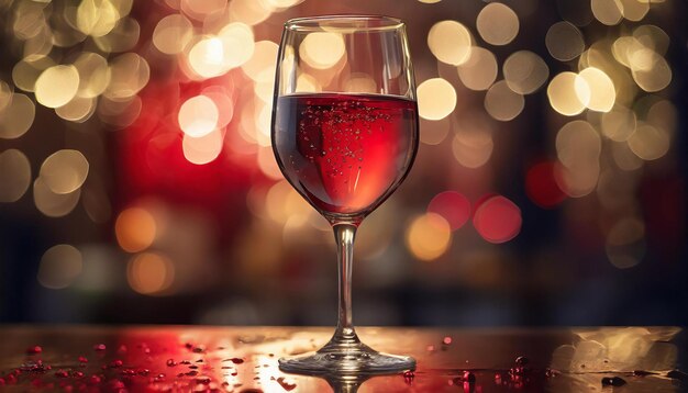 Glas mit Rotwein Alkoholgetränk Wassertropfen Erfrischungsgetränk verschwommener Bokeh-Hintergrund