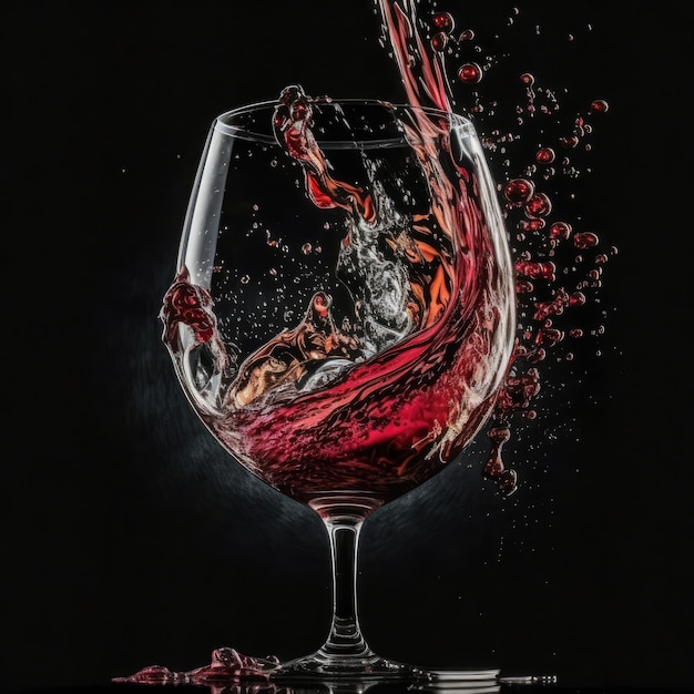 Glas mit Rotwein Illustration AI Generative