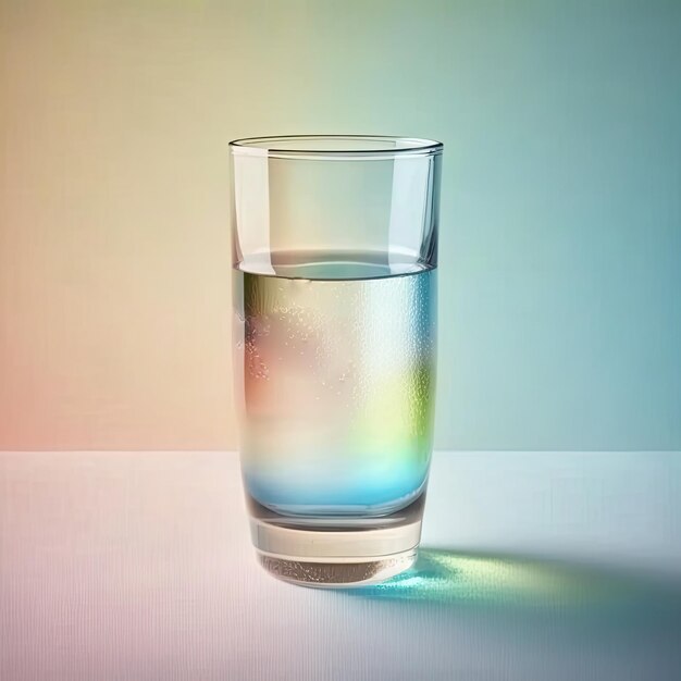 Glas sauberes Wasser auf farbigem Hintergrund Generative AI