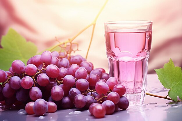 Glas Traubensaft mit isolierten Traubenfrüchten auf weißem Hintergrund