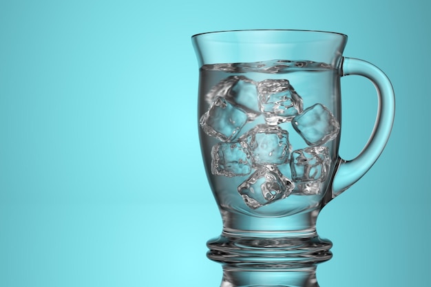 Glas Wasser mit Eiswürfeln d rendern