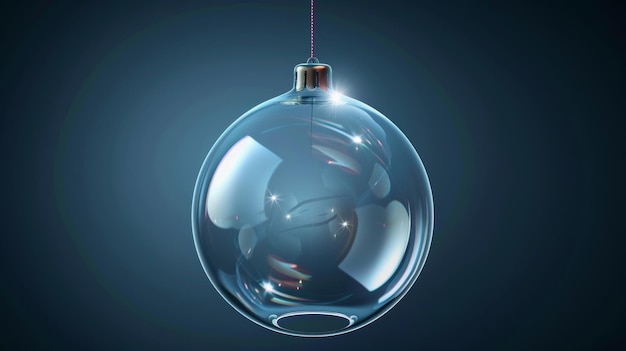Glas-Weihnachtsball hängende Kuppel mit Loch Kerzenhalter oder Blumen-Terrarium realistische moderne Illustration Glas klare Figur mit leerem Raum für die Dekoration eines Weihnachtsbaums
