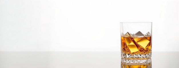 Glas Whisky mit Eis auf weißem Hintergrund Generative AI