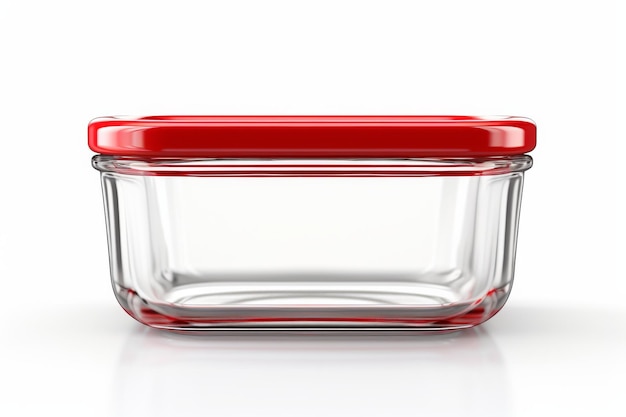 Glasbehälter mit rotem Deckel auf einer weißen oder klaren Oberfläche PNG durchsichtiger Hintergrund